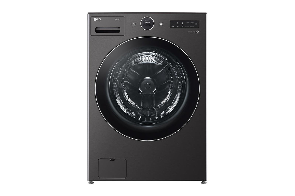 Black Steel Smart Side by Side Front Load Laundry Pair with WM6700HBA 27 Washer and DLGX6701B 27 GAS