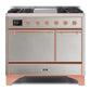 Ilve UMD10FDQNS3SSPLP Majestic Ii 40 Inch Dual Fuel Liquid Propane Freestanding Range In Stainless Steel With Copper Trim