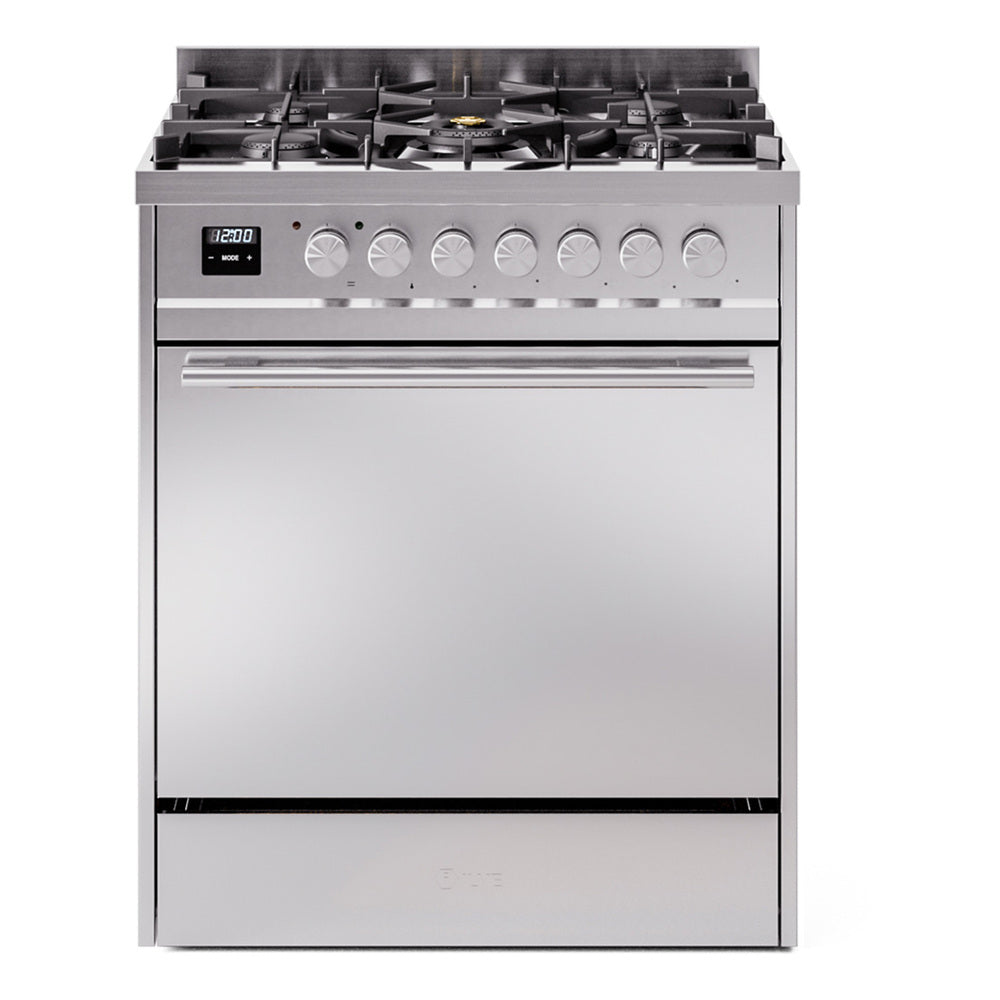 Ilve UP30QMPSSLP Professional Plus Ii 30 Inch Dual Fuel Liquid Propane Freestanding Range In Stainless Steel With Trim