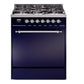 Ilve UP30QNMPMBC Nostalgie Ii 30 Inch Dual Fuel Natural Gas Freestanding Range In Blue With Chrome Trim