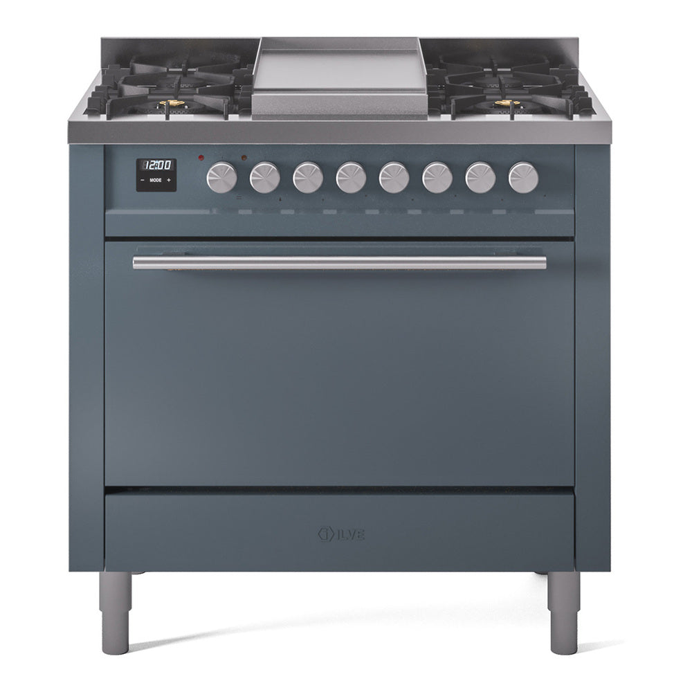 Ilve UP36FQMPBG Professional Plus Ii 36 Inch Dual Fuel Natural Gas Freestanding Range In With Trim