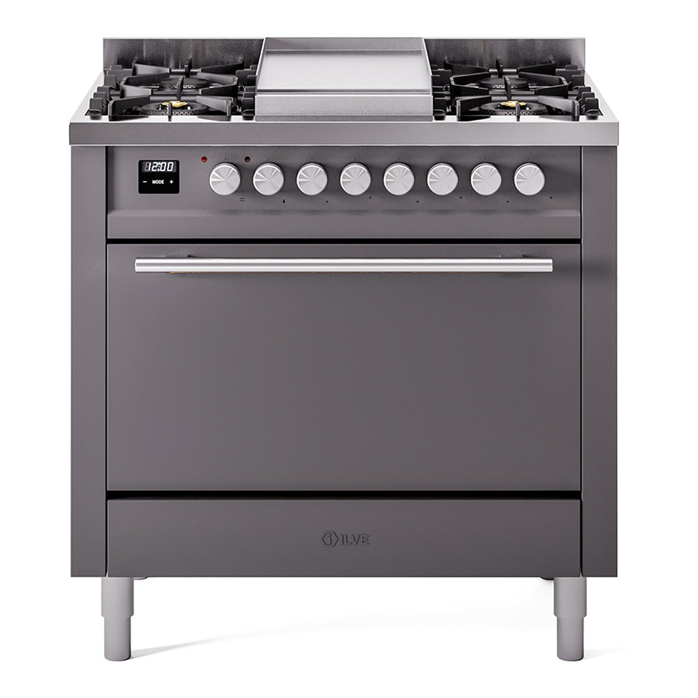 Ilve UP36FQMPMG Professional Plus Ii 36 Inch Dual Fuel Natural Gas Freestanding Range In With Trim