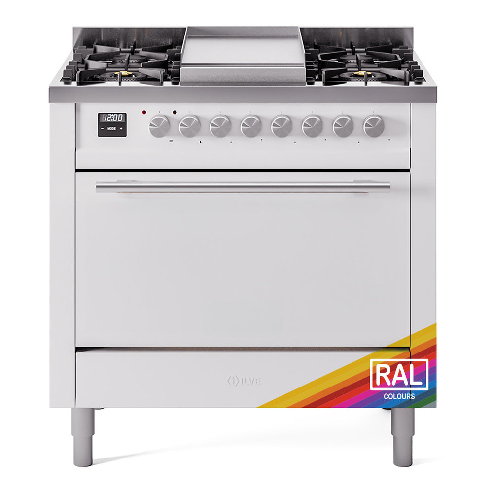 Ilve UP36FQMPRALP Professional Plus Ii 36 Inch Dual Fuel Liquid Propane Freestanding Range In With Trim