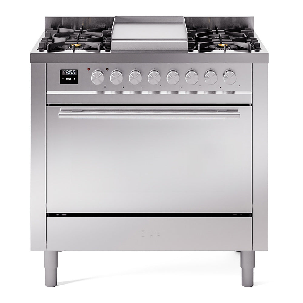 Ilve UP36FQMPSSLP Professional Plus Ii 36 Inch Dual Fuel Liquid Propane Freestanding Range In With Trim