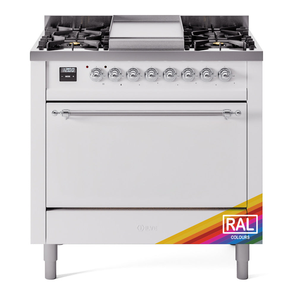 Ilve UP36FQNMPRAC Nostalgie Ii 36 Inch Dual Fuel Natural Gas Freestanding Range In Ral Custom Color With Chrome Trim