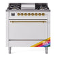 Ilve UP36FQNMPRAG Nostalgie Ii 36 Inch Dual Fuel Natural Gas Freestanding Range In Ral Custom Color With Brass Trim