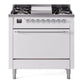 Ilve UP36FQNMPWHC Nostalgie Ii 36 Inch Dual Fuel Natural Gas Freestanding Range In White With Chrome Trim