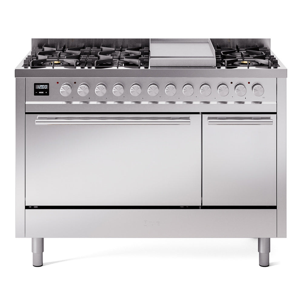 Ilve UP48FQMPSSLP Professional Plus Ii 48 Inch Dual Fuel Liquid Propane Freestanding Range In Stainless Steel With Trim