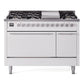 Ilve UP48FQMPWH Professional Plus Ii 48 Inch Dual Fuel Natural Gas Freestanding Range In White With Trim