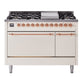 Ilve UP48FQNMPAWPLP Nostalgie Ii 48 Inch Dual Fuel Liquid Propane Freestanding Range In Antique White With Copper Trim