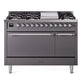 Ilve UP48FQNMPMGC Nostalgie Ii 48 Inch Dual Fuel Natural Gas Freestanding Range In Matte Graphite With Chrome Trim