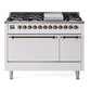 Ilve UP48FQNMPWHB Nostalgie Ii 48 Inch Dual Fuel Natural Gas Freestanding Range In White With Bronze Trim