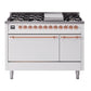 Ilve UP48FQNMPWHPLP Nostalgie Ii 48 Inch Dual Fuel Liquid Propane Freestanding Range In White With Copper Trim