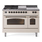 Ilve UP48FSNMPAWB Nostalgie Ii 48 Inch Dual Fuel Natural Gas Freestanding Range In Antique White With Bronze Trim