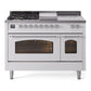 Ilve UP48FSNMPWHCLP Nostalgie Ii 48 Inch Dual Fuel Liquid Propane Freestanding Range In White With Chrome Trim