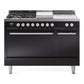 Ilve UP48FSQMPBKLP Professional Plus Ii 48 Inch Dual Fuel Liquid Propane Freestanding Range In Black With Trim