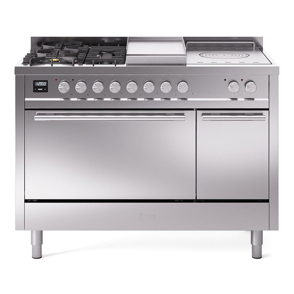 Ilve UP48FSQMPSSLP Professional Plus Ii 48 Inch Dual Fuel Liquid Propane Freestanding Range In Stainless Steel With Trim