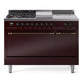 Ilve UP48FSQNMPBUBLP Nostalgie Ii 48 Inch Dual Fuel Liquid Propane Freestanding Range In Burgundy With Bronze Trim