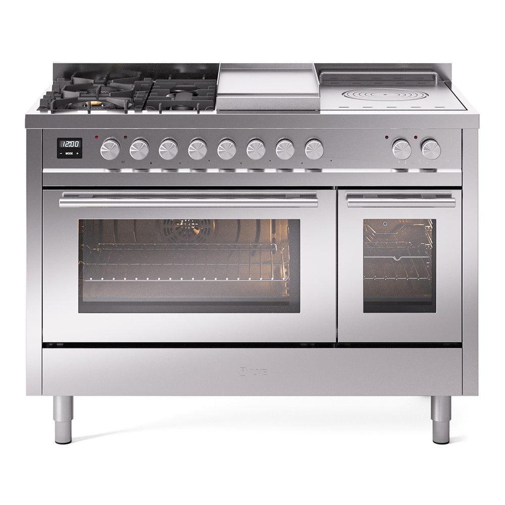 Ilve UP48FSWMPSS Professional Plus Ii 48 Inch Dual Fuel Natural Gas Freestanding Range In Stainless Steel With Trim