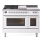 Ilve UP48FSWMPWH Professional Plus Ii 48 Inch Dual Fuel Natural Gas Freestanding Range In White With Trim