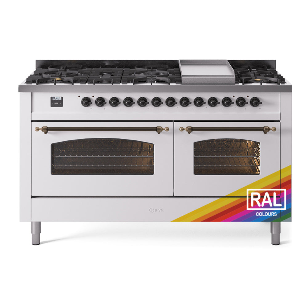 Ilve UP60FNMPRAB Nostalgie Ii 60 Inch Dual Fuel Natural Gas Freestanding Range In Ral Custom Color With Bronze Trim