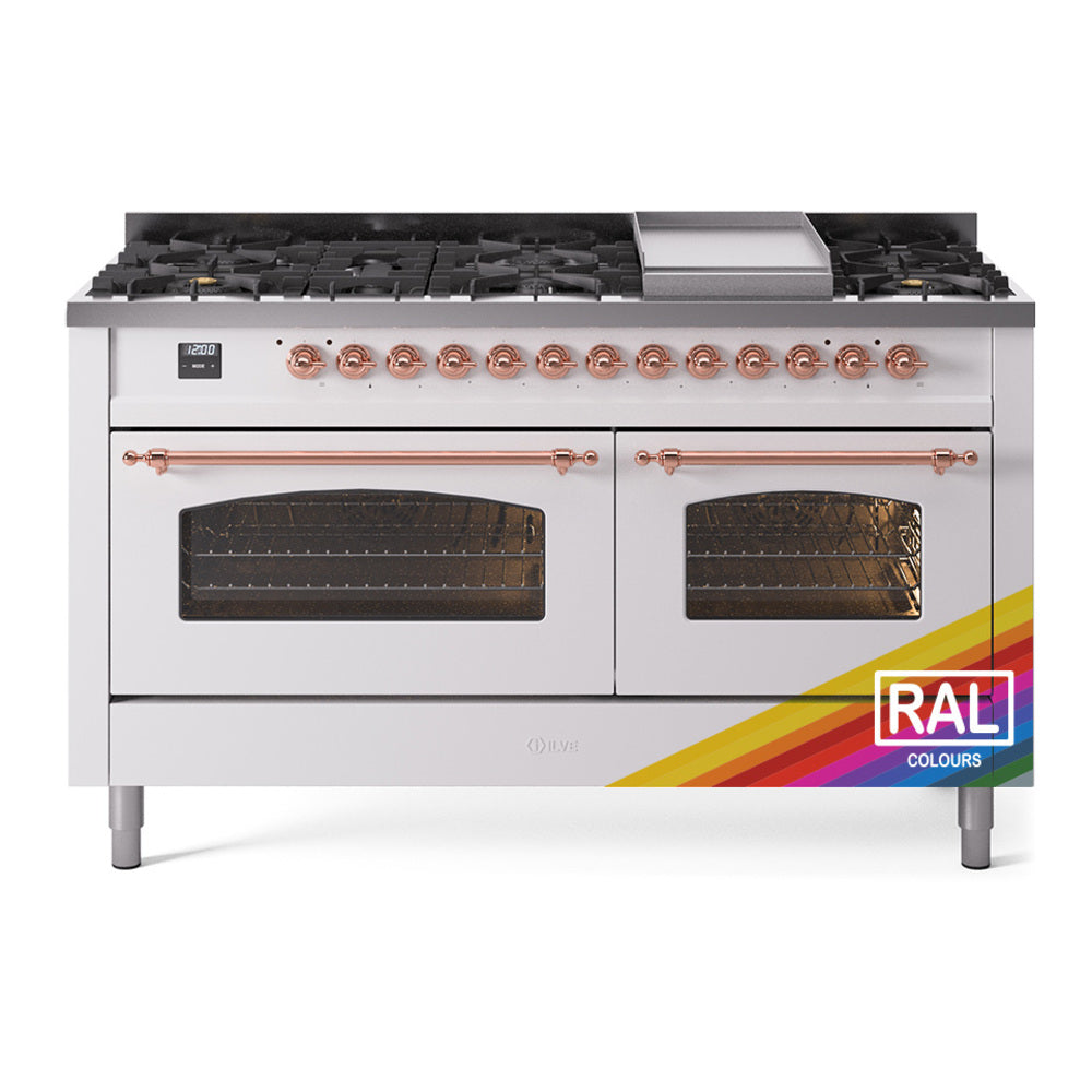 Ilve UP60FNMPRAP Nostalgie Ii 60 Inch Dual Fuel Natural Gas Freestanding Range In Ral Custom Color With Copper Trim