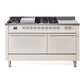 Ilve UP60FSQNMPAWC Nostalgie Ii 60 Inch Dual Fuel Natural Gas Freestanding Range In Antique White With Chrome Trim