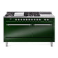 Ilve UP60FSQNMPEGC Nostalgie Ii 60 Inch Dual Fuel Natural Gas Freestanding Range In Emerald Green With Chrome Trim