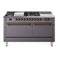 Ilve UP60FSQNMPMGB Nostalgie Ii 60 Inch Dual Fuel Natural Gas Freestanding Range In Matte Graphite With Bronze Trim