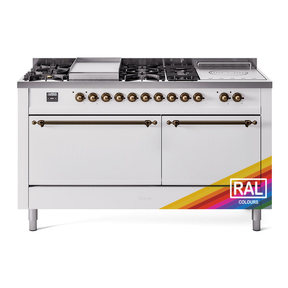 Ilve UP60FSQNMPRABLP Nostalgie Ii 60 Inch Dual Fuel Liquid Propane Freestanding Range In Ral Custom Color With Bronze Trim