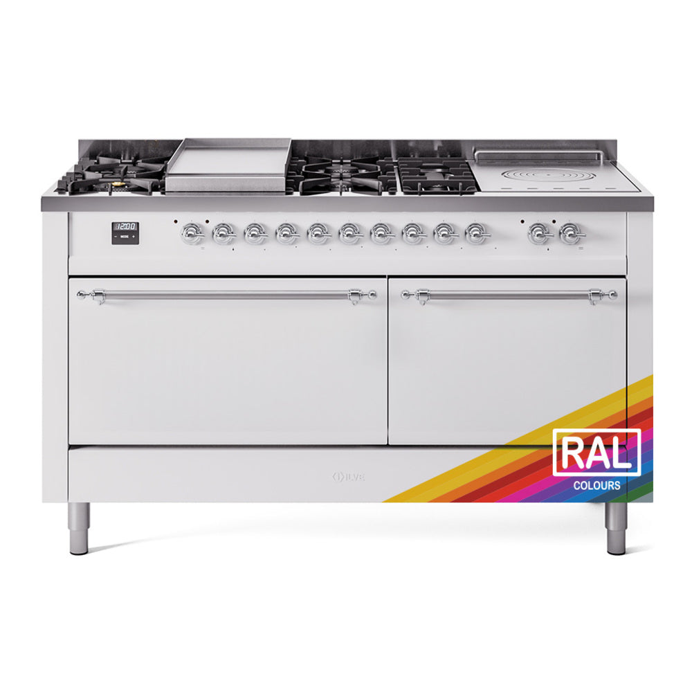 Ilve UP60FSQNMPRACLP Nostalgie Ii 60 Inch Dual Fuel Liquid Propane Freestanding Range In Ral Custom Color With Chrome Trim