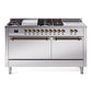 Ilve UP60FSQNMPSSB Nostalgie Ii 60 Inch Dual Fuel Natural Gas Freestanding Range In Stainless Steel With Bronze Trim