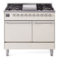 Ilve UPD40FQNMPAWCLP Nostalgie Ii 40 Inch Dual Fuel Liquid Propane Freestanding Range In Antique White With Chrome Trim