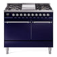 Ilve UPD40FQNMPMBC Nostalgie Ii 40 Inch Dual Fuel Natural Gas Freestanding Range In Blue With Chrome Trim