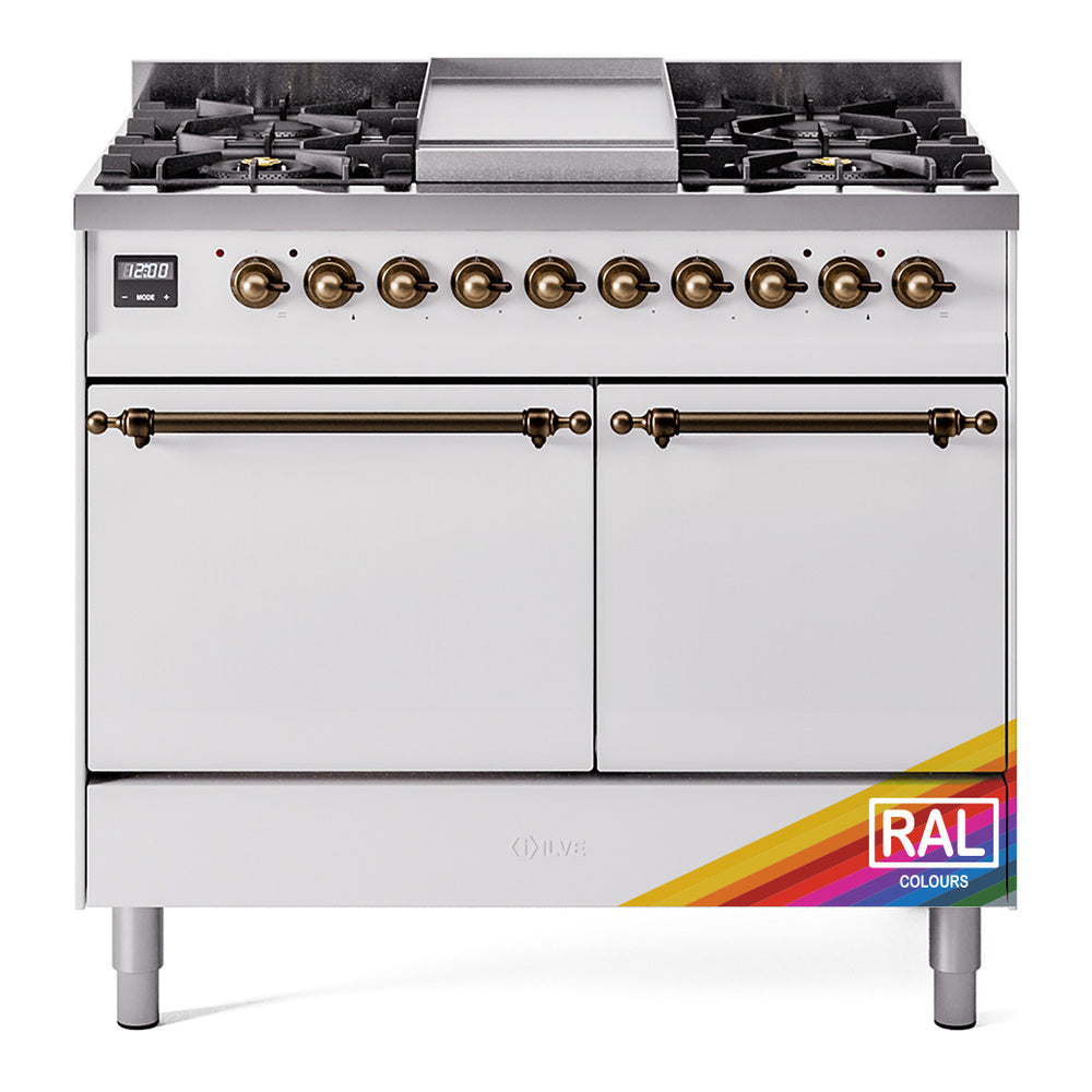 Ilve UPD40FQNMPRAB Nostalgie Ii 40 Inch Dual Fuel Natural Gas Freestanding Range In Ral Custom Color With Bronze Trim