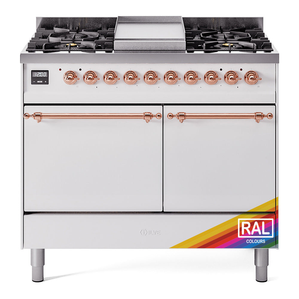 Ilve UPD40FQNMPRAPLP Nostalgie Ii 40 Inch Dual Fuel Liquid Propane Freestanding Range In Ral Custom Color With Copper Trim