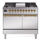 Ilve UPD40FQNMPSSG Nostalgie Ii 40 Inch Dual Fuel Natural Gas Freestanding Range In Stainless Steel With Brass Trim