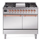 Ilve UPD40FQNMPSSP Nostalgie Ii 40 Inch Dual Fuel Natural Gas Freestanding Range In Stainless Steel With Copper Trim