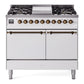 Ilve UPD40FQNMPWHBLP Nostalgie Ii 40 Inch Dual Fuel Liquid Propane Freestanding Range In White With Bronze Trim