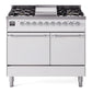 Ilve UPD40FQNMPWHC Nostalgie Ii 40 Inch Dual Fuel Natural Gas Freestanding Range In White With Chrome Trim