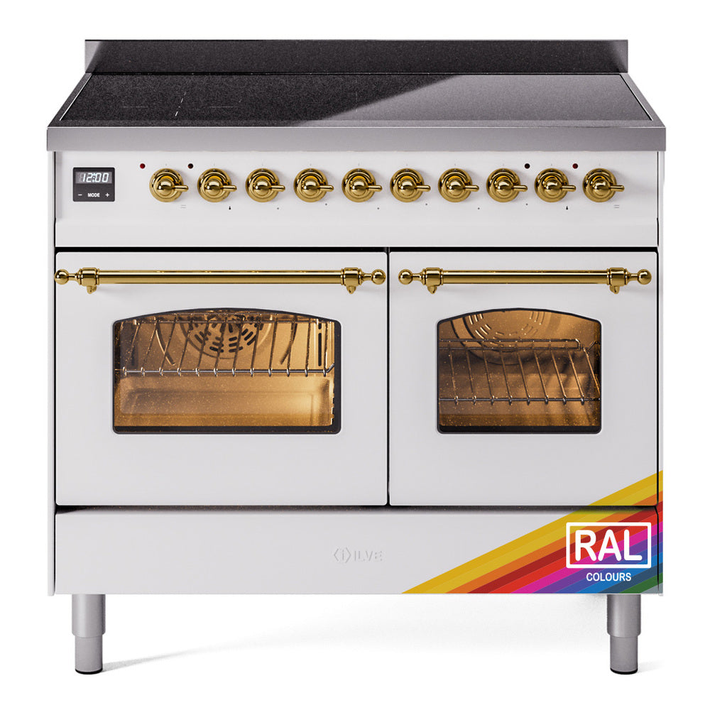 Ilve UPDI406NMPRAG Nostalgie Ii 40 Inch Electric Freestanding Range In Ral Custom Color With Brass Trim