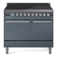 Ilve UPDI406QMPBG Professional Plus Ii 40 Inch Electric Freestanding Range In Blue Grey With Trim