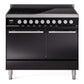 Ilve UPDI406QMPBK Professional Plus Ii 40 Inch Electric Freestanding Range In Glossy Black With Trim