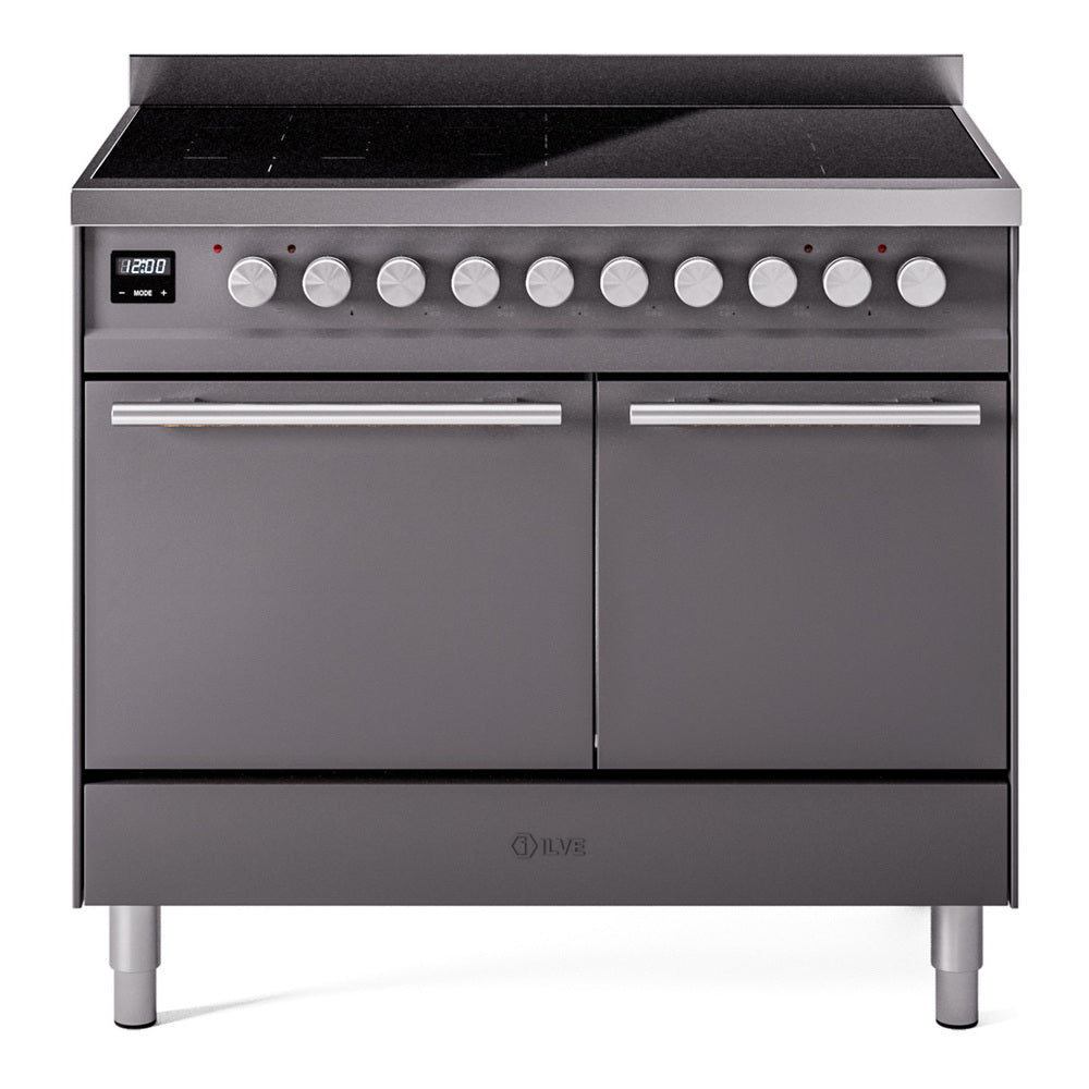 Ilve UPDI406QMPMG Professional Plus Ii 40 Inch Electric Freestanding Range In Matte Graphite With Trim