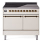 Ilve UPDI406QNMPAWB Nostalgie Ii 40 Inch Electric Freestanding Range In Antique White With Bronze Trim