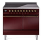 Ilve UPDI406QNMPBUB Nostalgie Ii 40 Inch Electric Freestanding Range In Burgundy With Bronze Trim