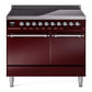 Ilve UPDI406QNMPBUC Nostalgie Ii 40 Inch Electric Freestanding Range In Burgundy With Chrome Trim