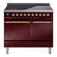 Ilve UPDI406QNMPBUP Nostalgie Ii 40 Inch Electric Freestanding Range In Burgundy With Copper Trim