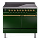 Ilve UPDI406QNMPEGG Nostalgie Ii 40 Inch Electric Freestanding Range In Emerald Green With Brass Trim