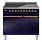 Ilve UPDI406QNMPMBP Nostalgie Ii 40 Inch Electric Freestanding Range In Blue With Copper Trim